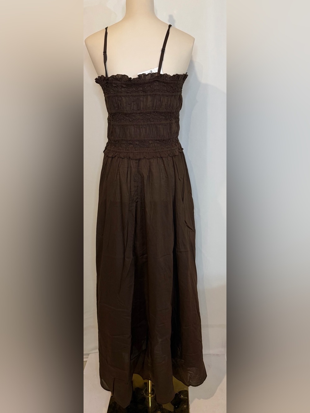 J.Crew Smocked maxi dress in cotton voile in inky espresso - Picture 6 of 9